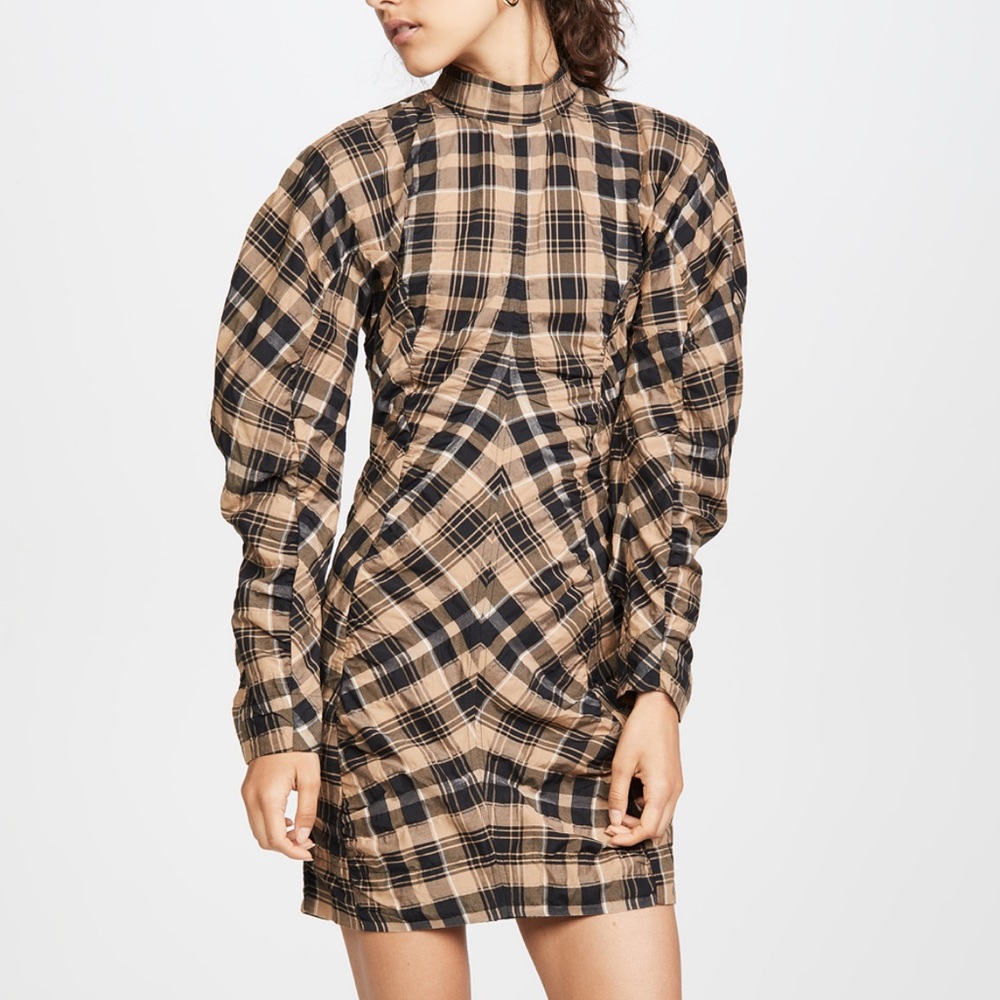 Ganni Seersucker Check Dress